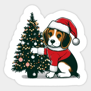 Beagle Dog Christmas Sticker